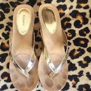 Style & Co. Metallic Gold and Tan Sandals
